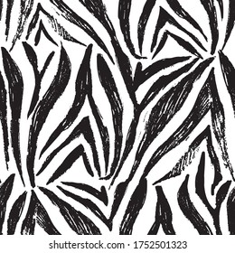 Zebra print hand drawn seamless vector pattern