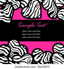 Zebra print hearts - seamless abstract background