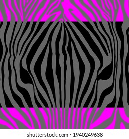 Zebra print on gray background. Illustration