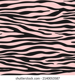 
Zebra print on pink background, seamless pattern, modern texture for textile.