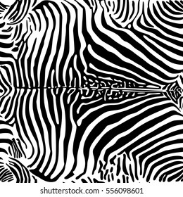 Zebra print pattern. Seamless background. Black and white wild animal skin or fur.