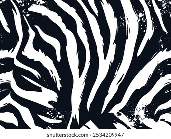 Zebra print pattern texture jungle vector background. Zebra skin pattern abstract wildlife design illustration