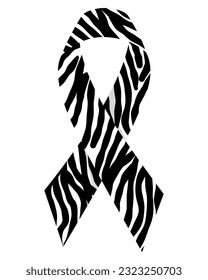 Zebra print ribbon for Rare disease day in flat vector design.