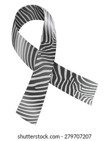 Zebra print ribbon. Stiff Person and Ehlers-Danlos Syndrome, carcinoid, rare-disease awareness symbol. Vector illustration
