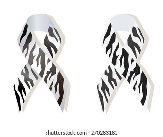 Zebra - print ribbon as symbol of rare-disease awareness, Ehlers-Danlos syndrome, 
carcinoid and neuroendocrine tumor awareness