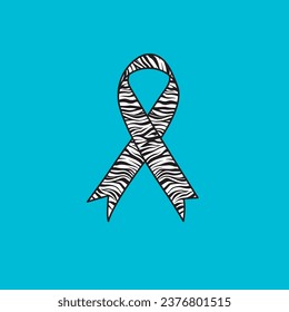 Zebra Print Satin Ribbon Rare Diseases Neuroendocrine Carcinoid Cancer Awareness Vector Illustration