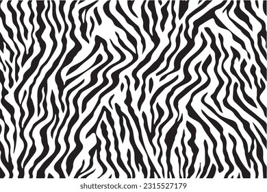 Zebra Print : Seamless Animal Skin Pattern : Vector Illustration