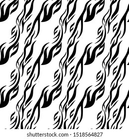 Zebra print, seamless black animal skin, tiger stripes, abstract pattern, line background, fabric. Amazing hand drawn vector illustration.