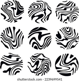 Zebra print. A set of vector images of zebras. Illustration of a zebra in a circle. A selection of background images of zebras. Abstraction.