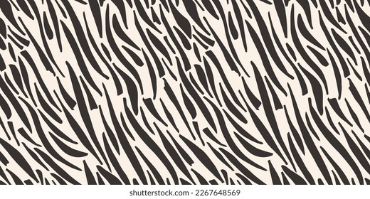 Zebra print skin vector illustration. Wildlife seamless pattern background.