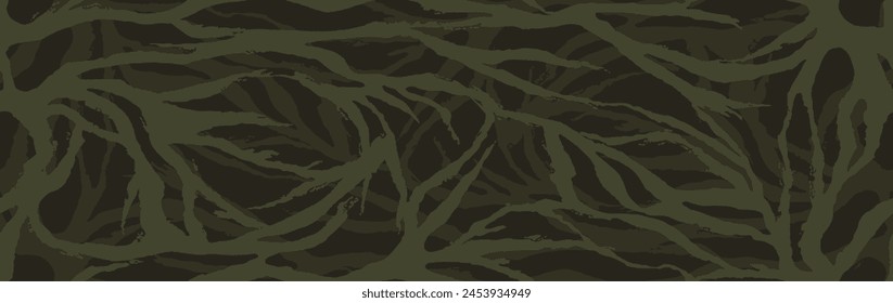 Zebra print urban camouflage design, modern fashion design with animal striped and spotted shapes. Camo military fashionable pattern. Vector dark green fabric texture 