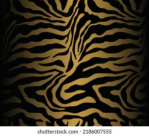 Zebra print vector seamless pattern, golden background, fashion illustration.