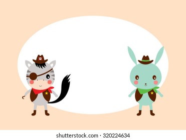 zebra and rabbit friend tag vector
