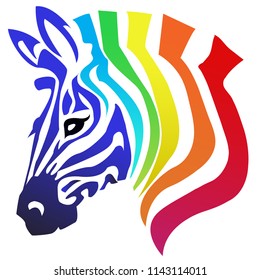 Zebra rainbow colourful art vector illustration.