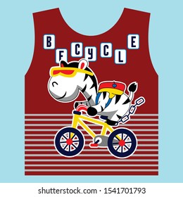 the zebra is riding its own bicycle, cartoon vector illustration