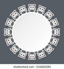Zebra with round frame for banner, poster, and greeting card