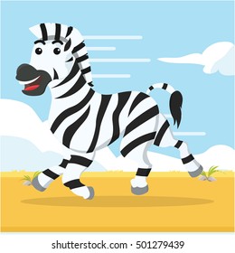 zebra running vector illustration design