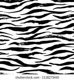 Zebra. The seamless animal skin pattern for your designs. Abstract hand drawn repeat background. Can be used for paper, branding, packaging, fabric, decor, posters, cards, etc.