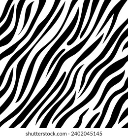 Zebra, seamless animalistic pattern. Abstract black and white illustration. Safari, animal skin. For wallpaper, fabric, wrapping, background