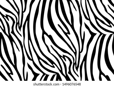 Zebra seamless pattern in abstract style on black background. Vector illustration. Camouflage. Seamless swatch in the swatches panel