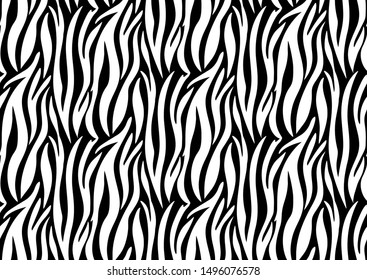 Zebra seamless pattern in abstract style on black background. Vector illustration. Camouflage. Seamless swatch in the swatches panel