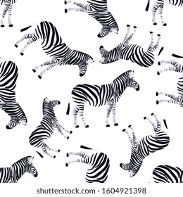 Zebra seamless pattern. Animal texture black and white. Jungle exotic background. Natural background. Fashion design.