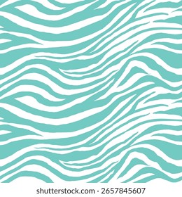 Padrão sem emenda de zebra. Aqua e White. Fundo Animal. Modelo Vetor Para Tecido, Têxtil, Papel De Parede, Papel De Embalagem