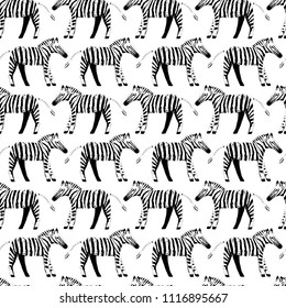 Zebra seamless pattern. Black and white.