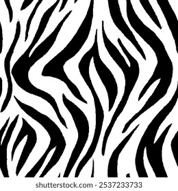 zebra seamless pattern. black and white stripped background. abstract organic pattern. vector background for fabric design, wrapping paper, textile and wallpaper.