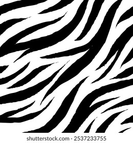 zebra seamless pattern. black and white stripped background. abstract organic pattern. vector background for fabric design, wrapping paper, textile and wallpaper.