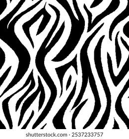 padrão sem emenda de zebra. fundo listrado preto e branco. padrão orgânico abstrato. fundo vetorial para design de tecido, papel de embrulho, têxtil e papel de parede.