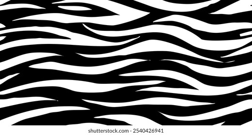 zebra seamless pattern. black and white stripped background. abstract organic pattern. vector background for fabric design, wrapping paper, textile and wallpaper.