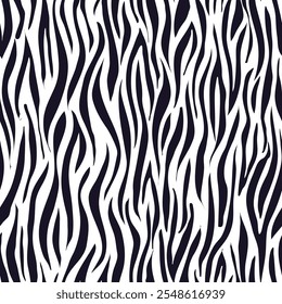 padrão sem emenda de zebra. fundo listrado preto e branco. padrão orgânico abstrato. fundo vetorial para design de tecido, papel de embrulho, têxtil e papel de parede.