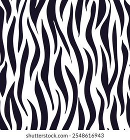 zebra seamless pattern. black and white stripped background. abstract organic pattern. vector background for fabric design, wrapping paper, textile and wallpaper.