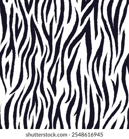 zebra seamless pattern. black and white stripped background. abstract organic pattern. vector background for fabric design, wrapping paper, textile and wallpaper.