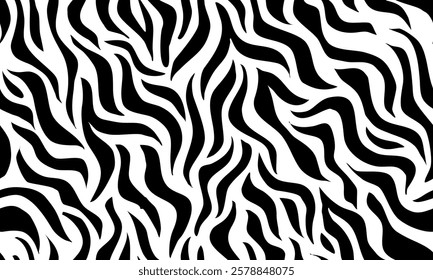 zebra seamless pattern. black and white stripped background. abstract organic pattern. vector background for fabric design, wrapping paper, textile and wallpaper.