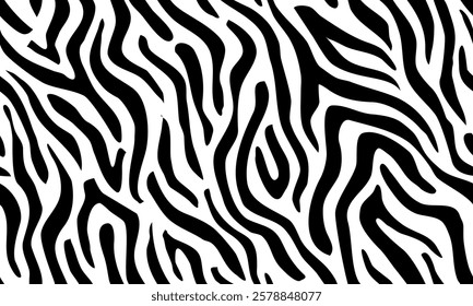 zebra seamless pattern. black and white stripped background. abstract organic pattern. vector background for fabric design, wrapping paper, textile and wallpaper.