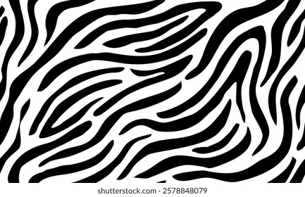 zebra seamless pattern. black and white stripped background. abstract organic pattern. vector background for fabric design, wrapping paper, textile and wallpaper.