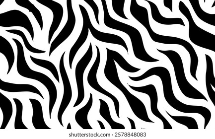 zebra seamless pattern. black and white stripped background. abstract organic pattern. vector background for fabric design, wrapping paper, textile and wallpaper.