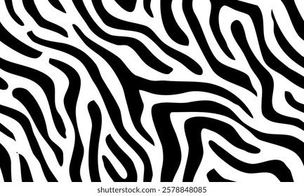 zebra seamless pattern. black and white stripped background. abstract organic pattern. vector background for fabric design, wrapping paper, textile and wallpaper.