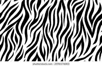 zebra seamless pattern. black and white stripped background. abstract organic pattern. vector background for fabric design, wrapping paper, textile and wallpaper.