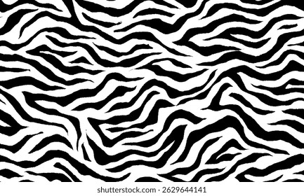 zebra seamless pattern. black and white stripped background. abstract organic pattern. vector background for fabric design, wrapping paper, textile and wallpaper.