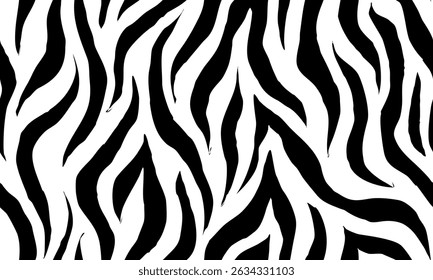 zebra seamless pattern. black and white stripped background. abstract organic pattern. vector background for fabric design, wrapping paper, textile and wallpaper.