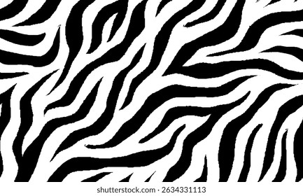 padrão sem emenda de zebra. fundo listrado preto e branco. padrão orgânico abstrato. fundo vetorial para design de tecido, papel de embrulho, têxtil e papel de parede.