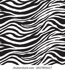 Zebra Seamless Pattern. Black and White. Animal Background. Vector Template For Fabric, Textile, Wallpaper, Wrapping Paper