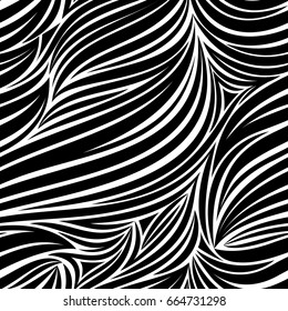 Zebra seamless pattern, black and white stripes, vector illustration