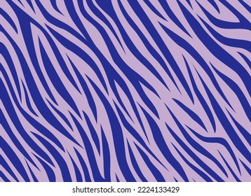 Zebra seamless pattern on blue background. Abstract stripes, repeating background. Vector printing for fabrics, posters, banners. 