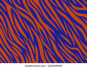 Zebra seamless pattern on blue background. Abstract stripes, repeating background. Vector printing for fabrics, posters, banners. 