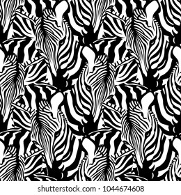 Zebra seamless pattern. Savannah Animal ornament. Wild animal texture. Striped black and white. design trendy fabric texture, vector illustration.