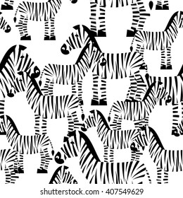 Zebra seamless pattern. Savannah Animal ornament. Wild animals texture. Bacground for kids fabric